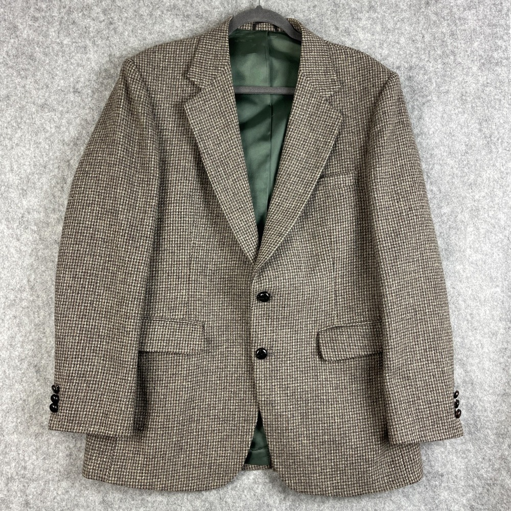 Vintage Woodmere Tweed Blazer Sport Coat Mens 42R Gray Wool 2 Button Academia